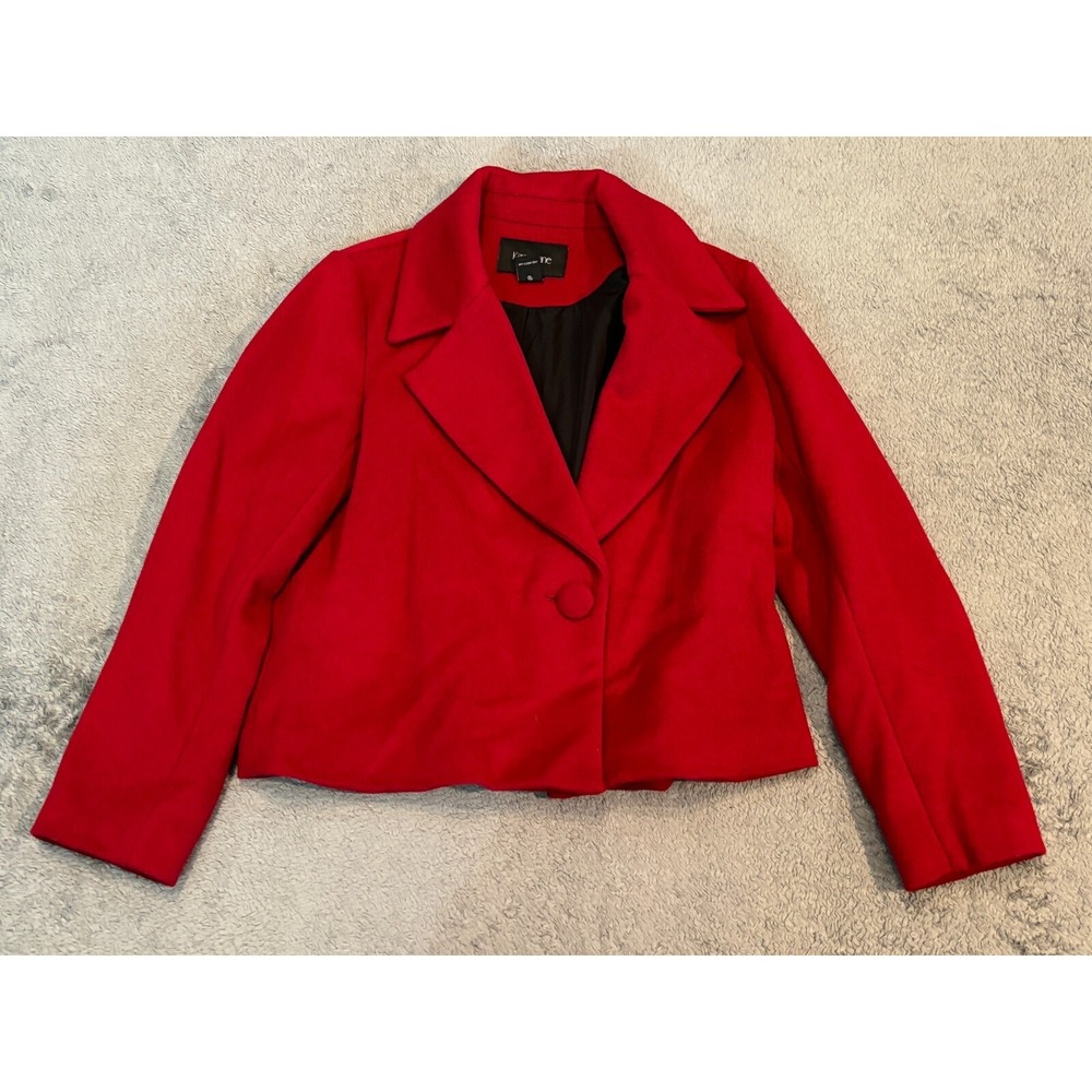 Vintage Karen Kane Pea Coat Womens Large Blend Red Cropped Coat Buttons